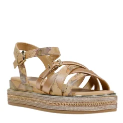 Sandali Platform 1A Classe Alviero Martini in Eco Nappa Oro Rosa e Geo Beige 2488