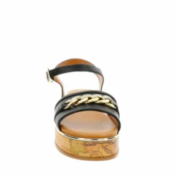 Sandali Platform 1A Classe Alviero Martini in Eco Nappa Nera con Suola Geo Classic 2479