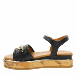 Sandali Platform 1A Classe Alviero Martini in Eco Nappa Nera con Suola Geo Classic 2479