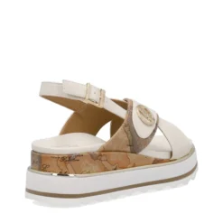 Sandali Platform 1A Classe Alviero Martini in Eco Nappa Bianco Sporco e Geo Classic 2471