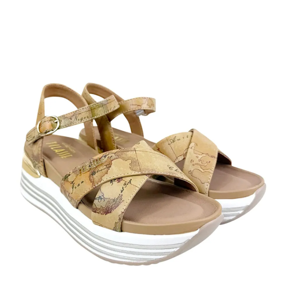 Sandali Platform Donna 1A Classe Alviero Martini in Eco Nappa stampa Geo Classic 1412