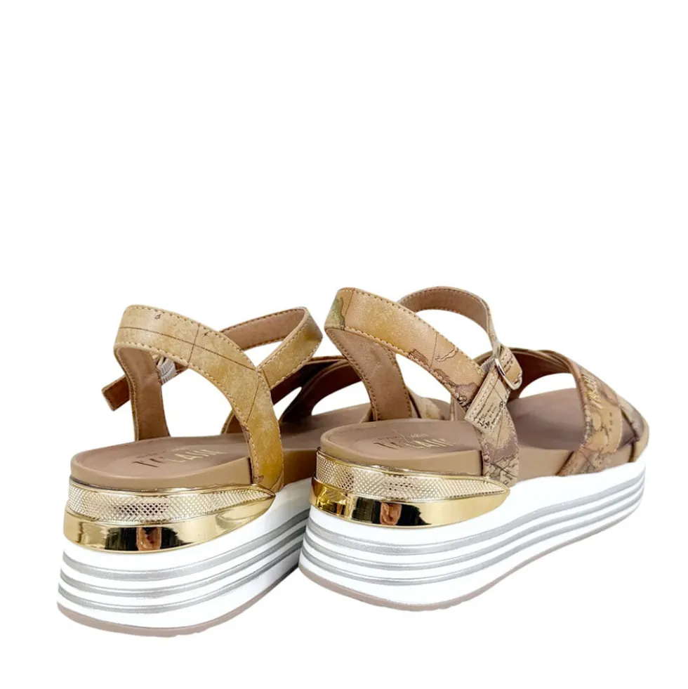 Sandali Platform Donna 1A Classe Alviero Martini in Eco Nappa stampa Geo Classic 1412