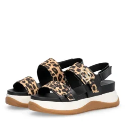 Sandali Platform Donna LIU JO Fiona 02 Neri con Inserti stampa Animalier