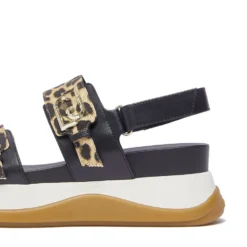 Sandali Platform Donna LIU JO Fiona 02 Neri con Inserti stampa Animalier