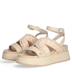 Sandali Platform LIU JO Frida 38 in Corda Almond e Peach con Strass