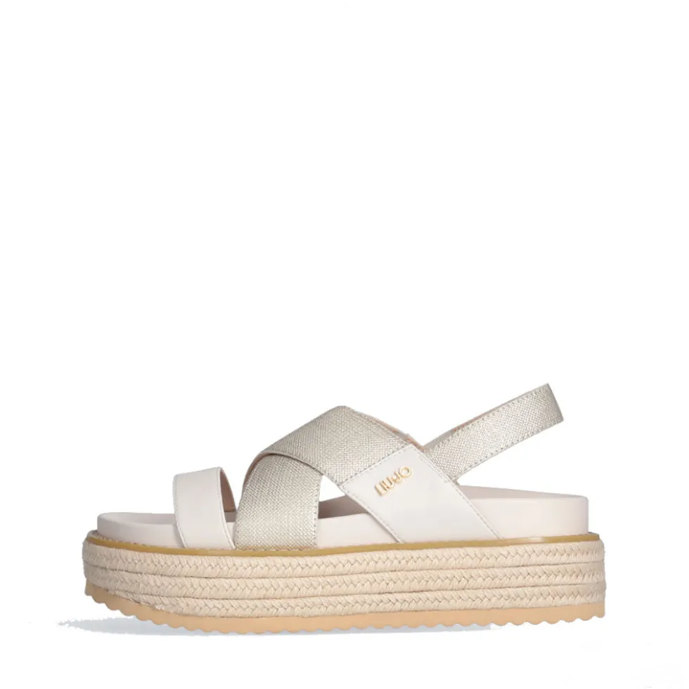 Sandali Platform LIU JO Panarea 02 in Canvas Laminato color Oro