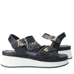 Sandali Platform PATRIZIA PEPE Girl linea Flyplat Sandal in Econappa Intrecciata Nera