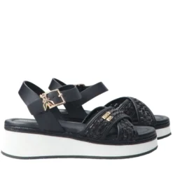 Sandali Platform PATRIZIA PEPE Girl linea Flyplat Sandal in Econappa Intrecciata Nera