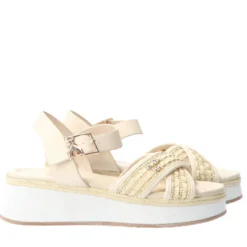 Sandali Platform PATRIZIA PEPE Girl linea Flyplat Sandal in Econappa Intrecciata color Panna
