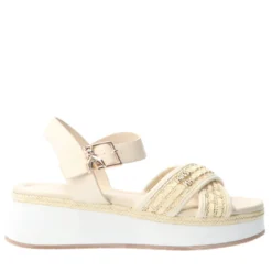 Sandali Platform PATRIZIA PEPE Girl linea Flyplat Sandal in Econappa Intrecciata color Panna