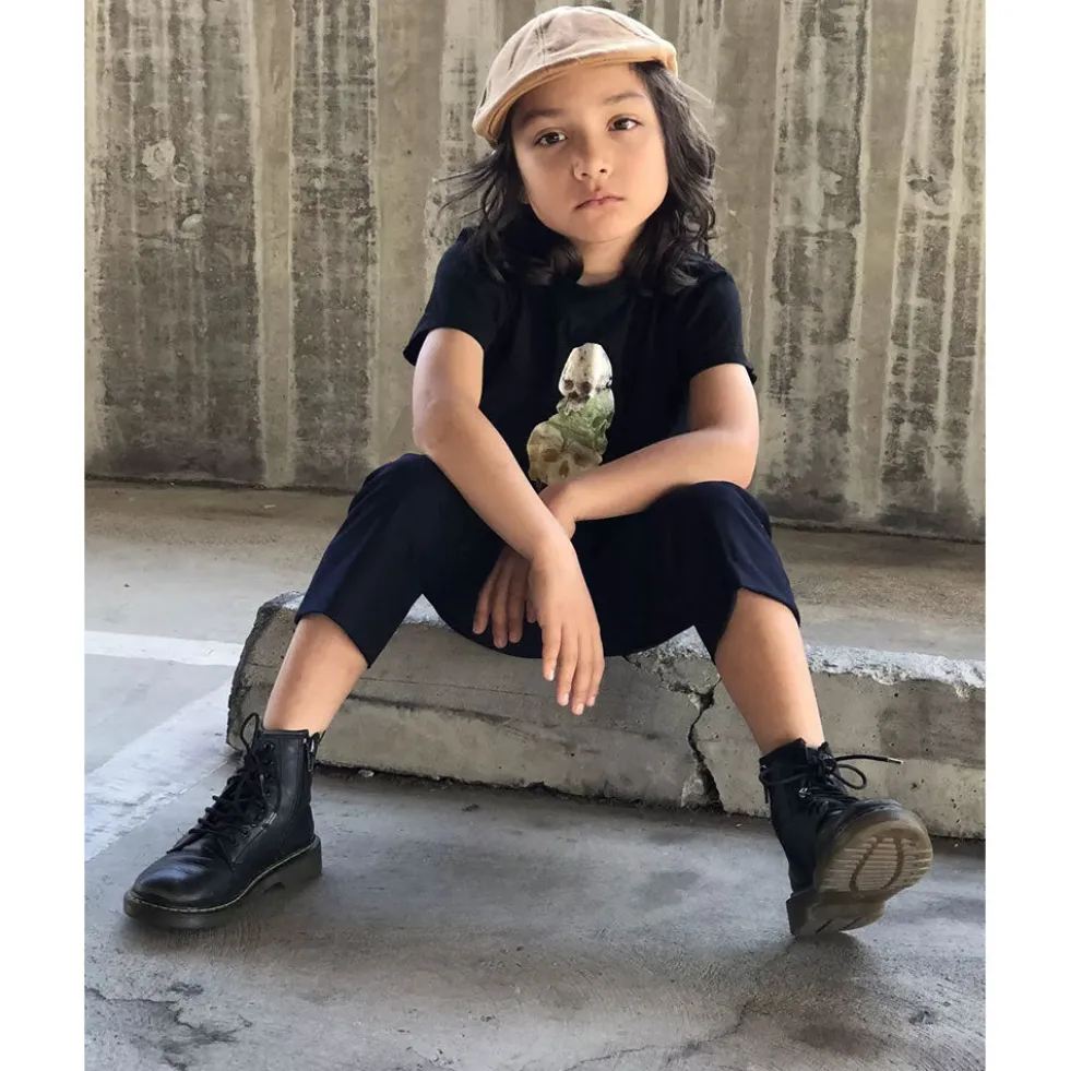 Scarpe Bambino DR. MARTENS Stivali linea 1460 J in Pelle Nera