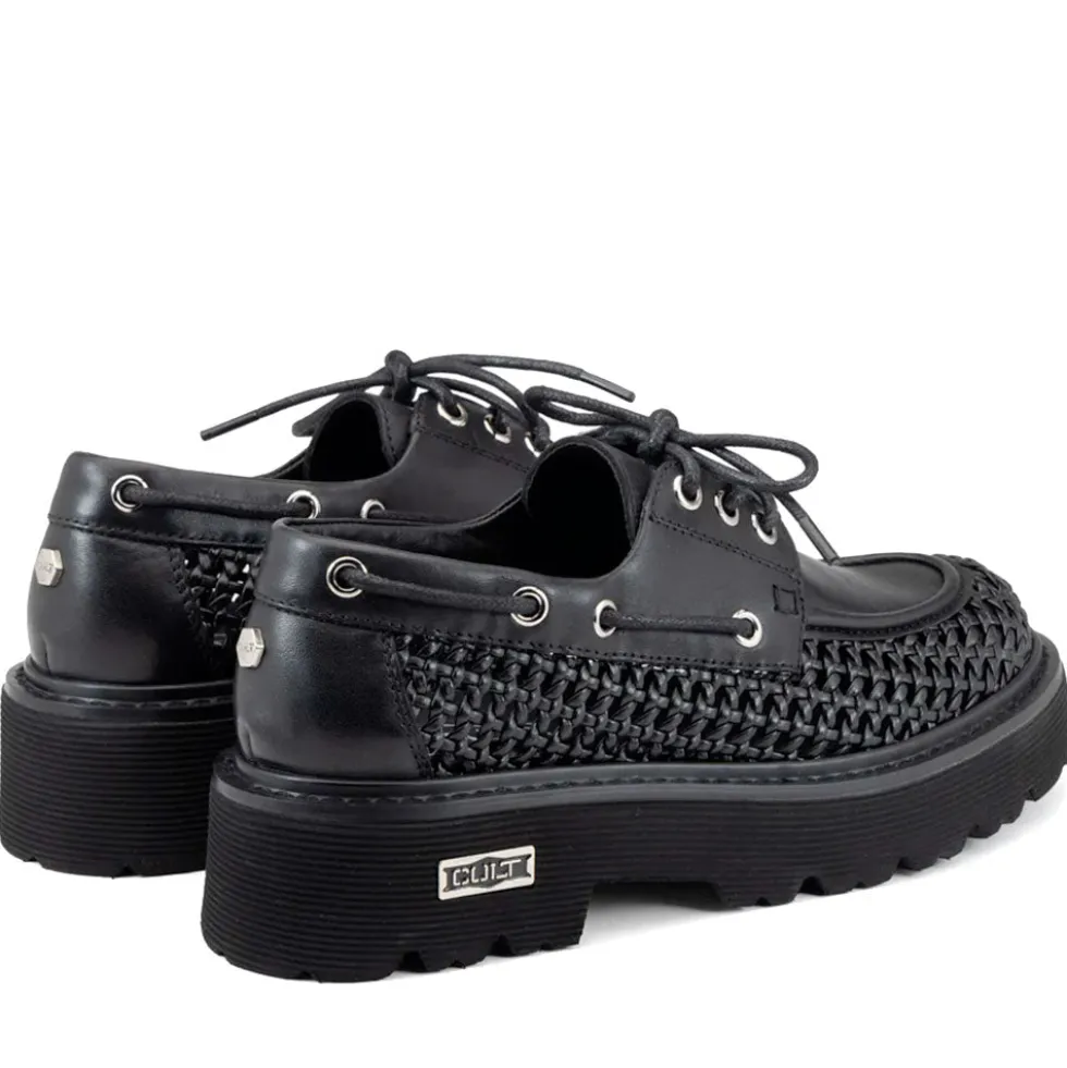 Scarpe Donna CULT Slash 4686 Mocassini Stringati in Pelle Traforata Nera