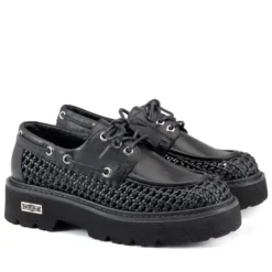 Scarpe Donna CULT Slash 4686 Mocassini Stringati in Pelle Traforata Nera