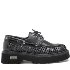 Scarpe Donna CULT Slash 4686 Mocassini Stringati in Pelle Traforata Nera