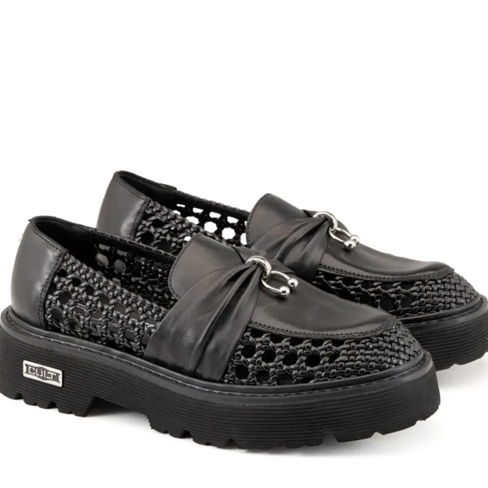Scarpe Donna CULT Slash 4685 Mocassino in Pelle Traforata Nera