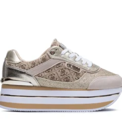 Scarpe Donna GUESS Sneakers Colore Beige - Marrone con Inserti Glitterati Linea Hansin