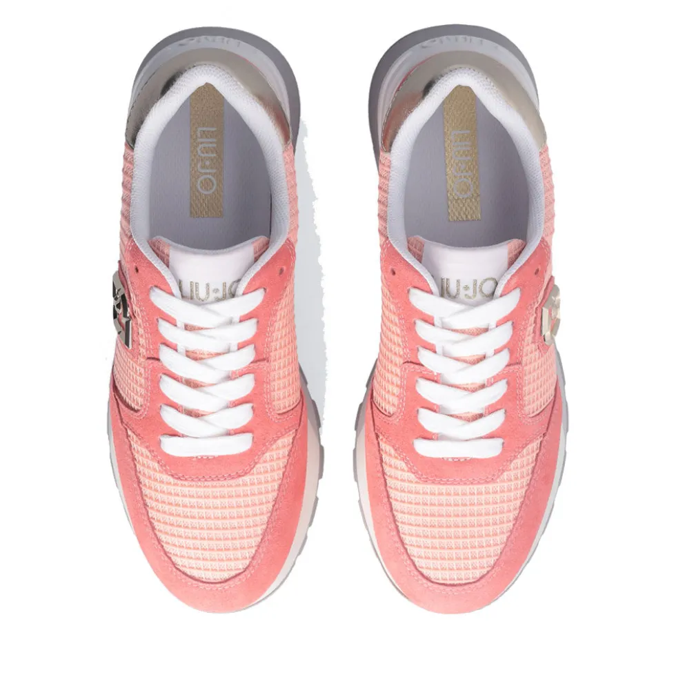 Scarpe Donna LIU JO Amazing 25 Sneakers Platform in Suede e Mesh color Pesca