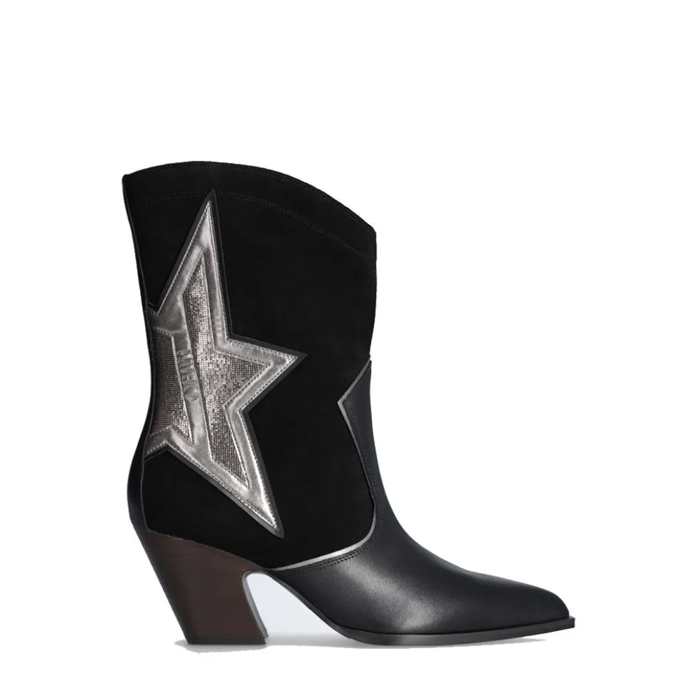 Scarpe Donna LIU JO Belinda 07 Stivali Texani in Pelle e Suede con Stella