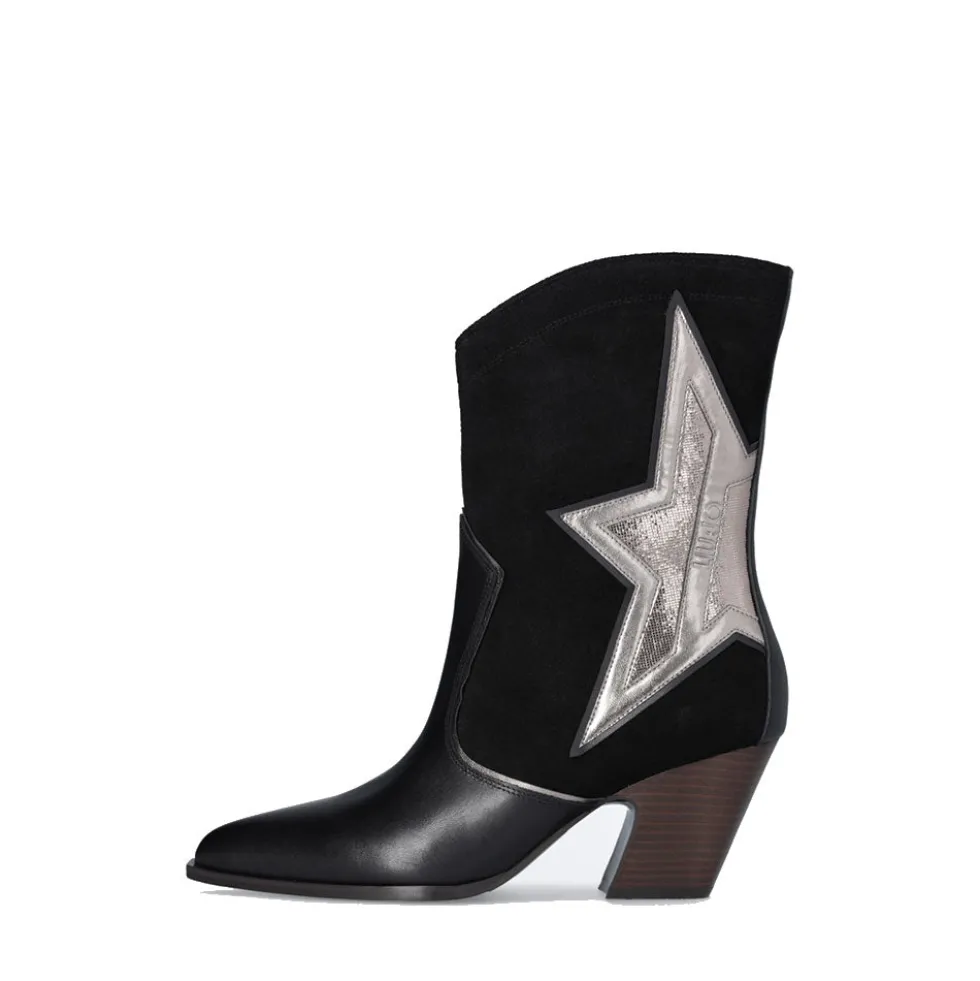 Scarpe Donna LIU JO Belinda 07 Stivali Texani in Pelle e Suede con Stella