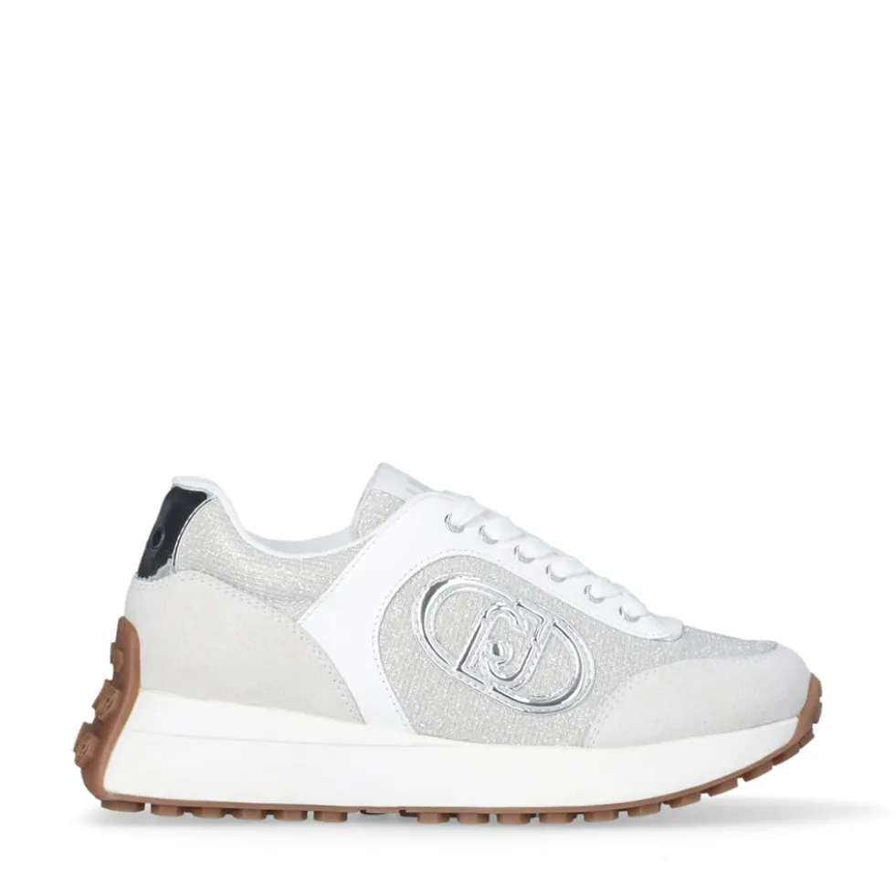 Scarpe Donna LIU JO Sneakers Running Lolo 17 in Lurex Suede e Pelle colore Purity