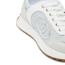 Scarpe Donna LIU JO Sneakers Running Lolo 17 in Lurex Suede e Pelle colore Purity