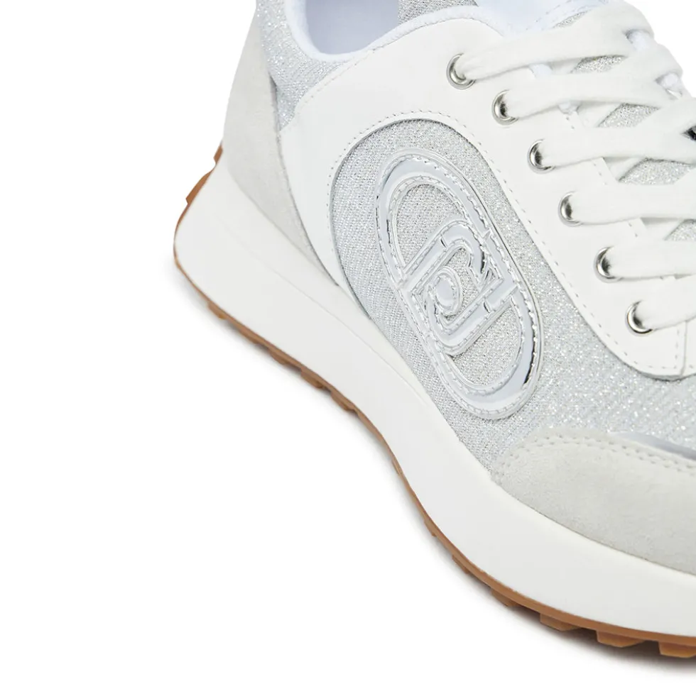 Scarpe Donna LIU JO Sneakers Running Lolo 17 in Lurex Suede e Pelle colore Purity