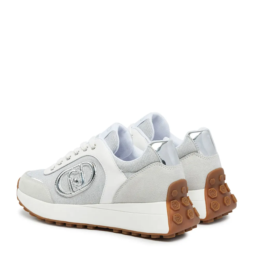 Scarpe Donna LIU JO Sneakers Running Lolo 17 in Lurex Suede e Pelle colore Purity