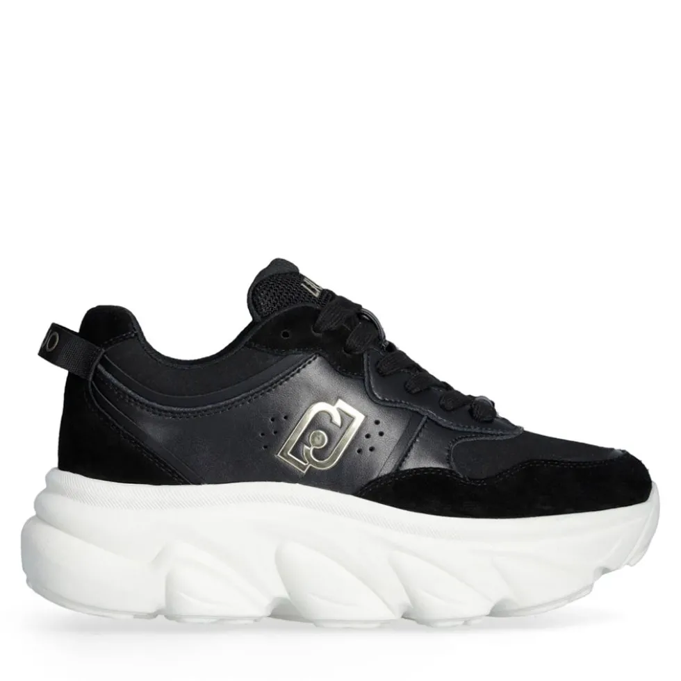 Scarpe Donna LIU JO Steffy 01 Sneakers Chuncky in Suede e Pelle Nera