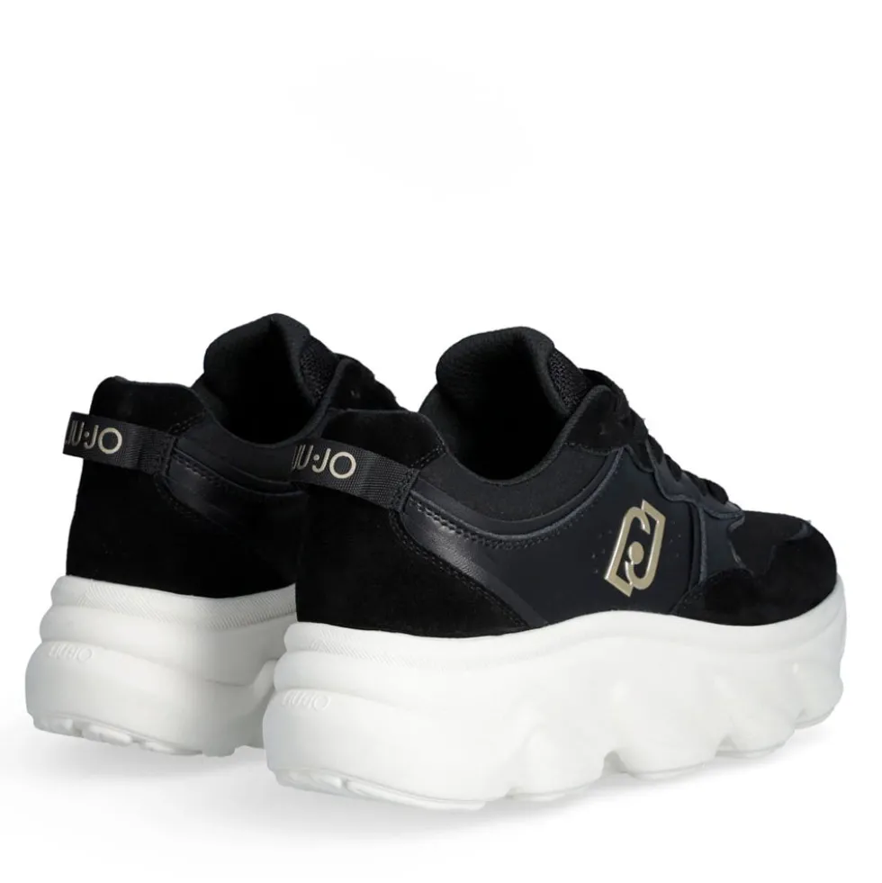 Scarpe Donna LIU JO Steffy 01 Sneakers Chuncky in Suede e Pelle Nera