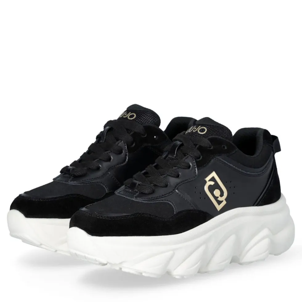Scarpe Donna LIU JO Steffy 01 Sneakers Chuncky in Suede e Pelle Nera