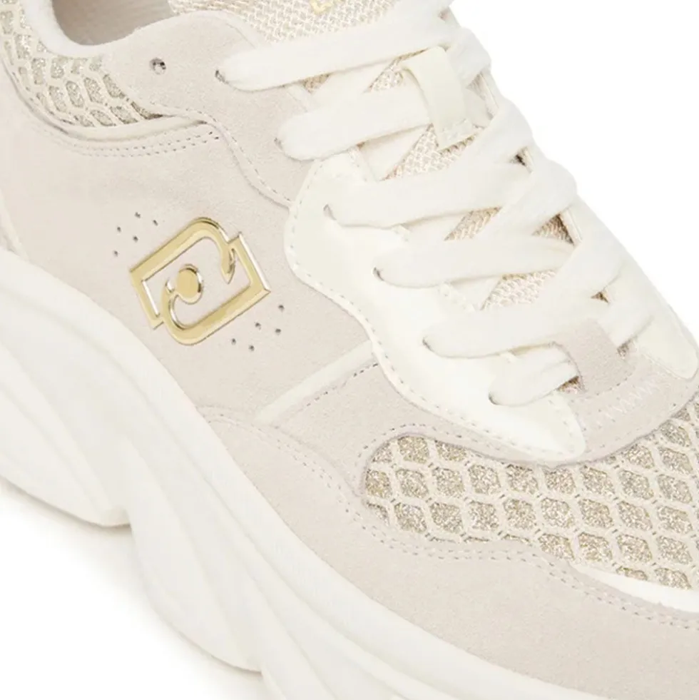 Scarpe Donna LIU JO Steffy 01 Sneakers Chuncky in Suede e Glitter color Latte