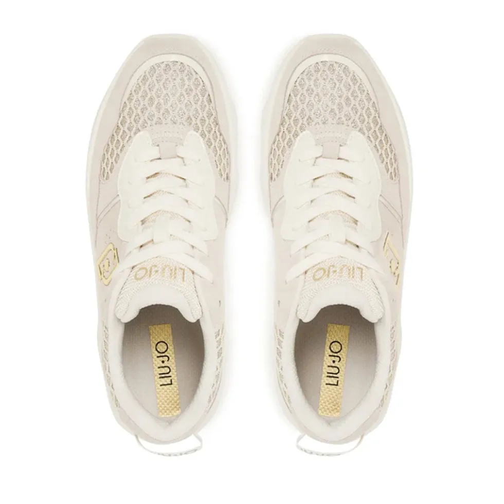 Scarpe Donna LIU JO Steffy 01 Sneakers Chuncky in Suede e Glitter color Latte