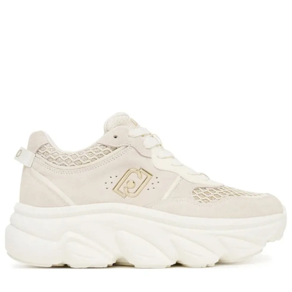 Scarpe Donna LIU JO Steffy 01 Sneakers Chuncky in Suede e Glitter color Latte