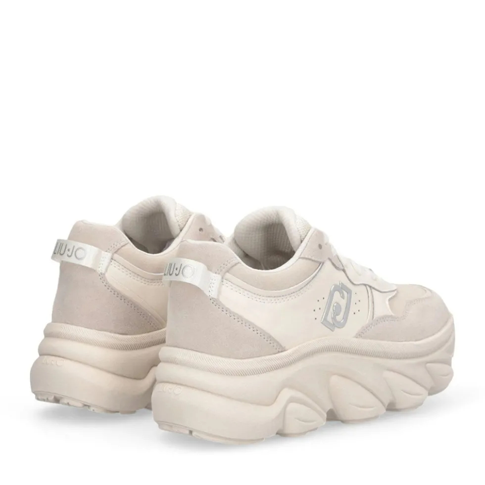 Scarpe Donna LIU JO Steffy 01 Sneakers Chuncky in Suede e Pelle color Latte