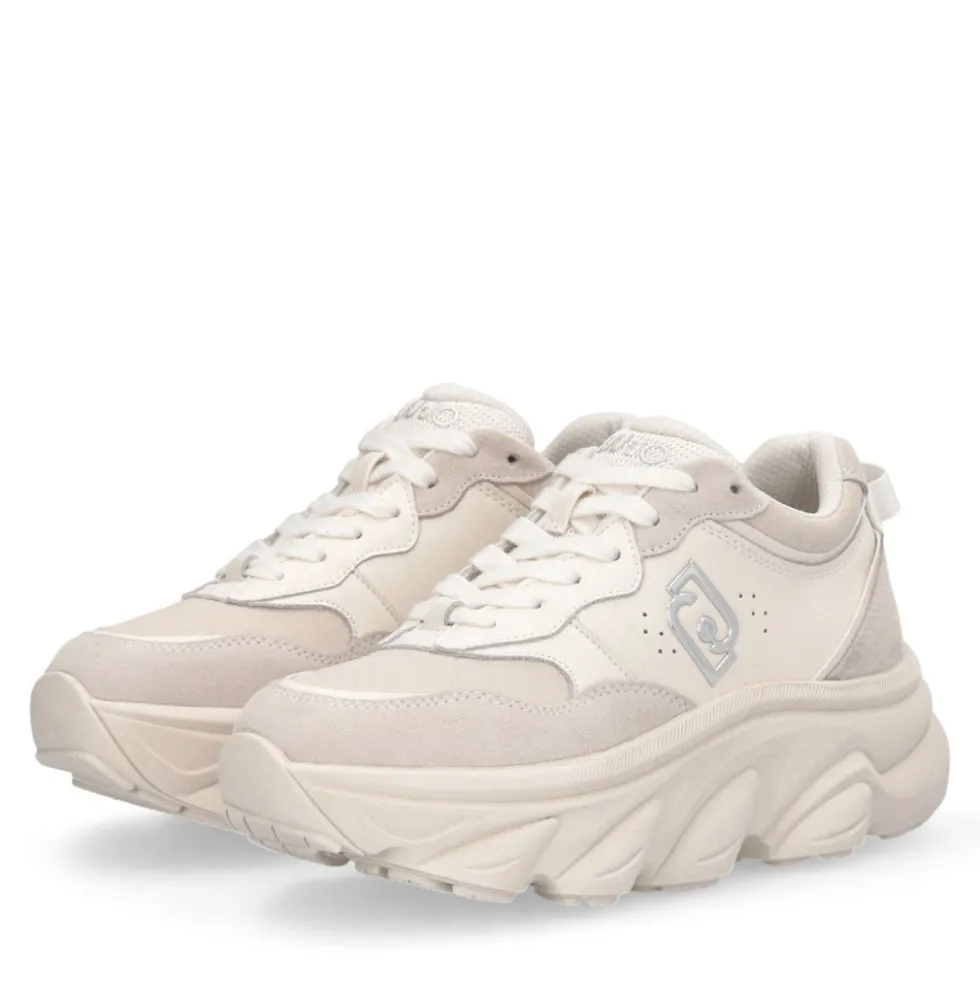Scarpe Donna LIU JO Steffy 01 Sneakers Chuncky in Suede e Pelle color Latte