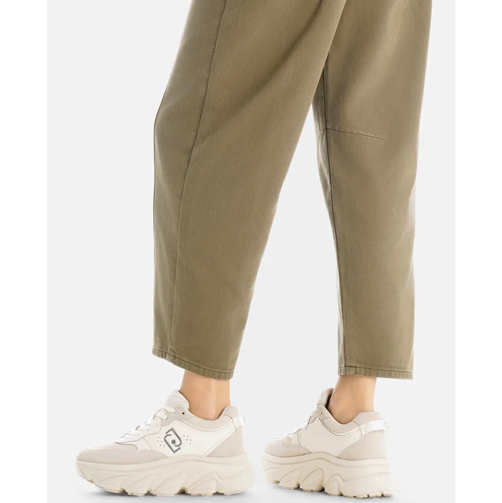 Scarpe Donna LIU JO Steffy 01 Sneakers Chuncky in Suede e Pelle color Latte