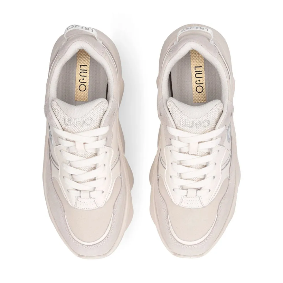 Scarpe Donna LIU JO Steffy 01 Sneakers Chuncky in Suede e Pelle color Latte