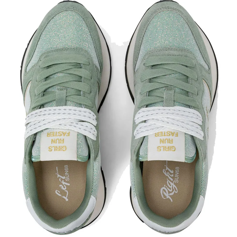 Scarpe Donna Sun68 Sneakers Ally Glitter Textile Colore Verde Salvia - Z36203