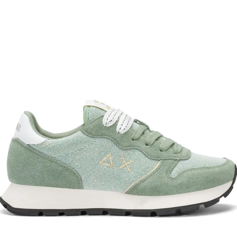 Scarpe Donna Sun68 Sneakers Ally Glitter Textile Colore Verde Salvia - Z36203