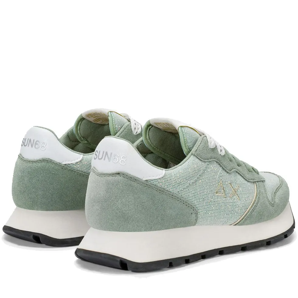 Scarpe Donna Sun68 Sneakers Ally Glitter Textile Colore Verde Salvia - Z36203