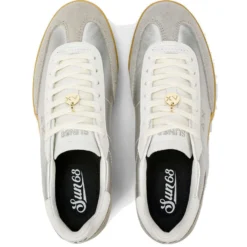 Scarpe Donna Sun68 Sneakers California Leather in Pelle Colore Argento - Z36249
