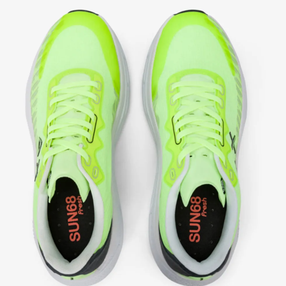 Scarpe Uomo Sun68 Sneakers Jupiter Air Mesh Colore Giallo Fluo