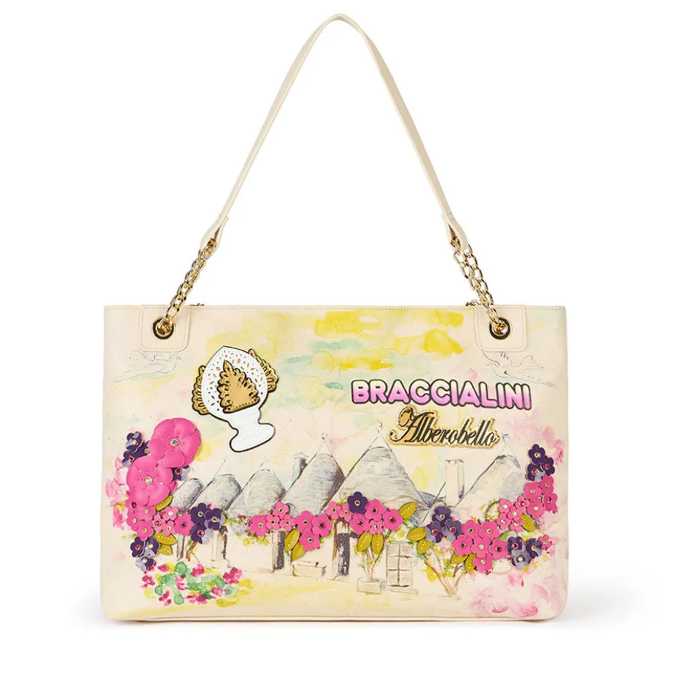 Shopping Bag BRACCIALINI linea Cartoline stampa Alberobello