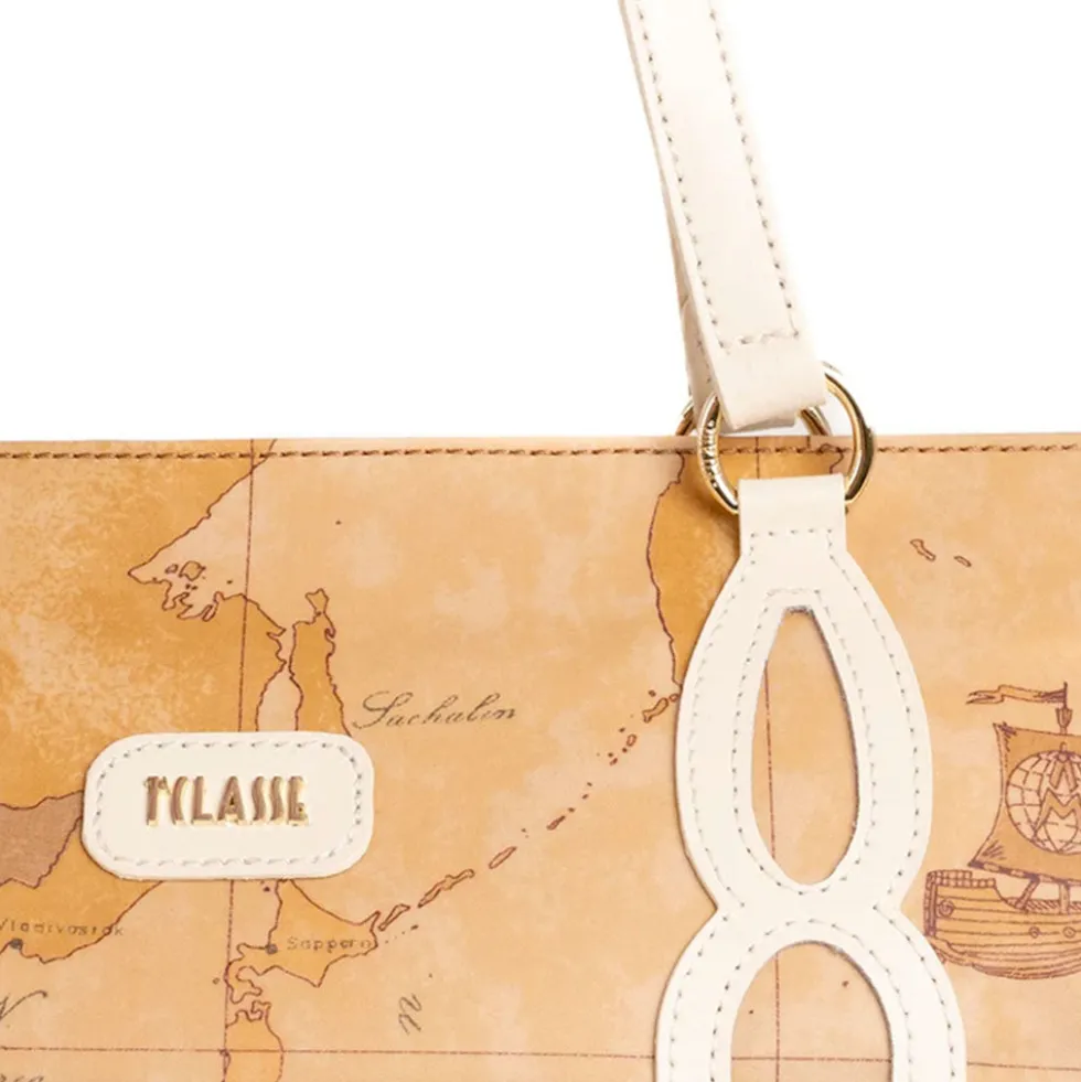 Shopping Bag Donna 1A Classe Alviero Martini linea Soft Petals in Tessuto Soft Geo Classic e Avorio LE53
