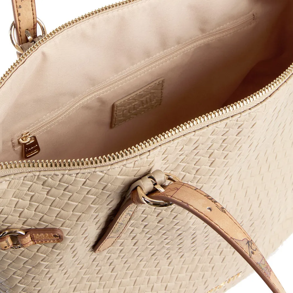 Shopping Bag Donna 1A Classe Alviero Martini linea Golden Dune effetto Intrecciato Sabbia LE42