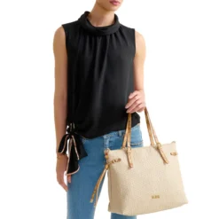 Shopping Bag Donna 1A Classe Alviero Martini linea Golden Dune effetto Intrecciato Sabbia LE42