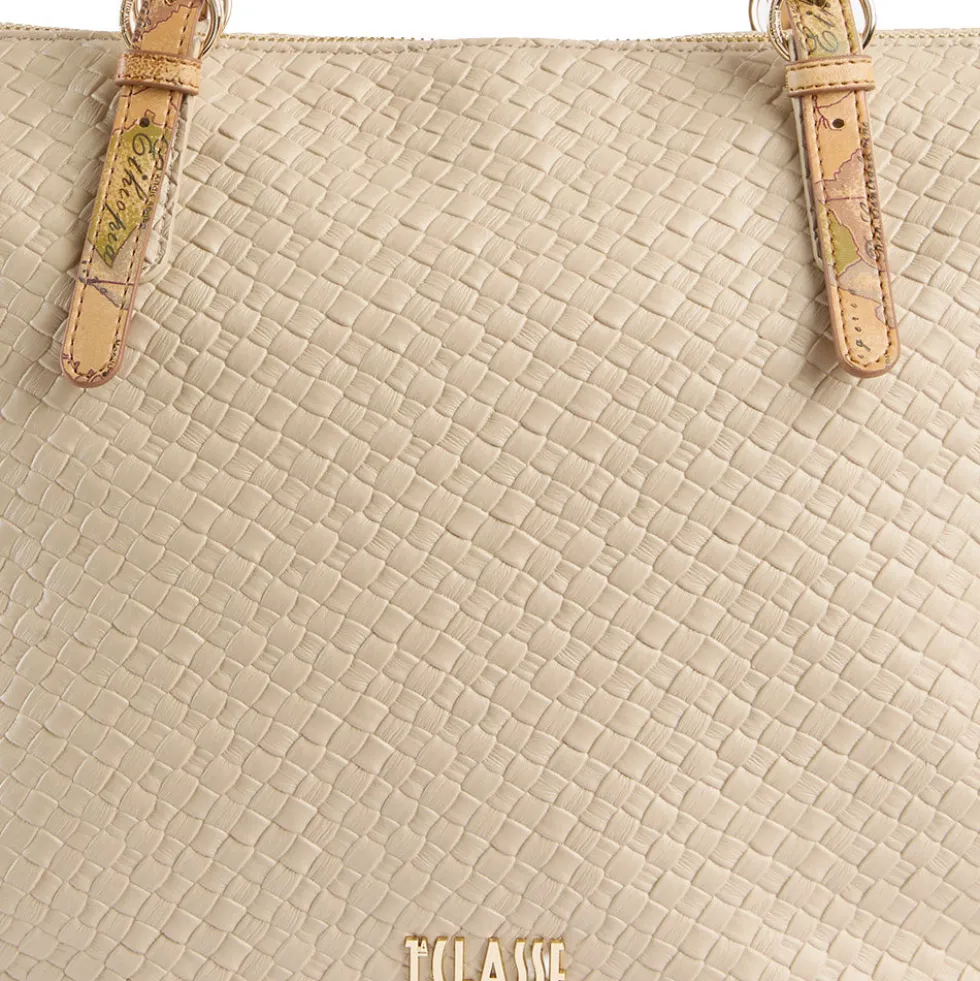 Shopping Bag Donna 1A Classe Alviero Martini linea Golden Dune effetto Intrecciato Sabbia LE42