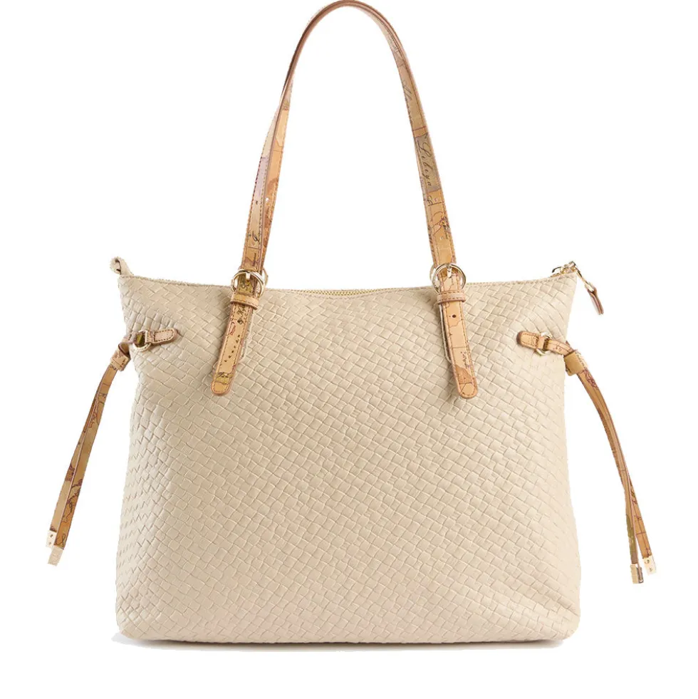 Shopping Bag Donna 1A Classe Alviero Martini linea Golden Dune effetto Intrecciato Sabbia LE42