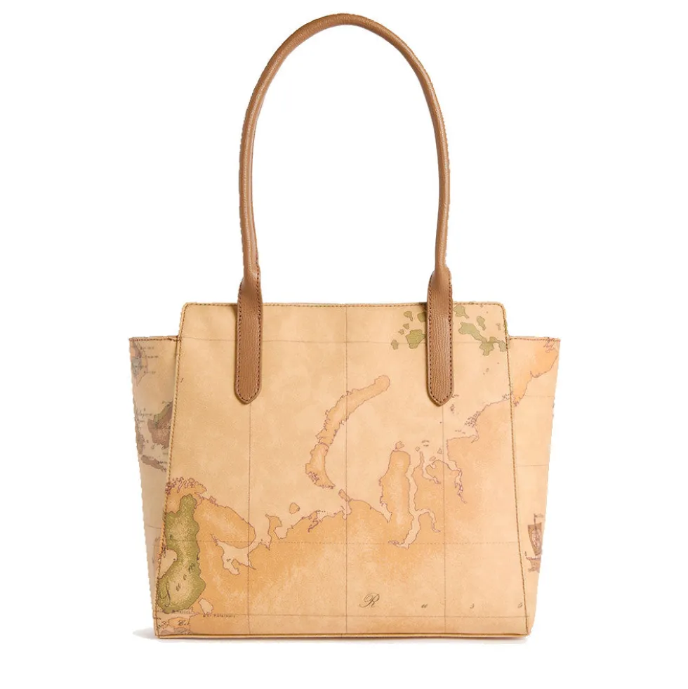 Shopping Bag Donna 1A Classe Alviero Martini linea Escape Geo stampa Geo Classic e Cuoio LE60