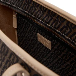 Shopping Bag Donna LIU JO in Tessuto Jacquard Testa di Moro con Logo All Over